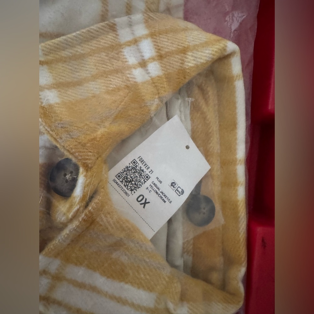 Forever 21 Mustard Plaid Coat with Dark Buttons